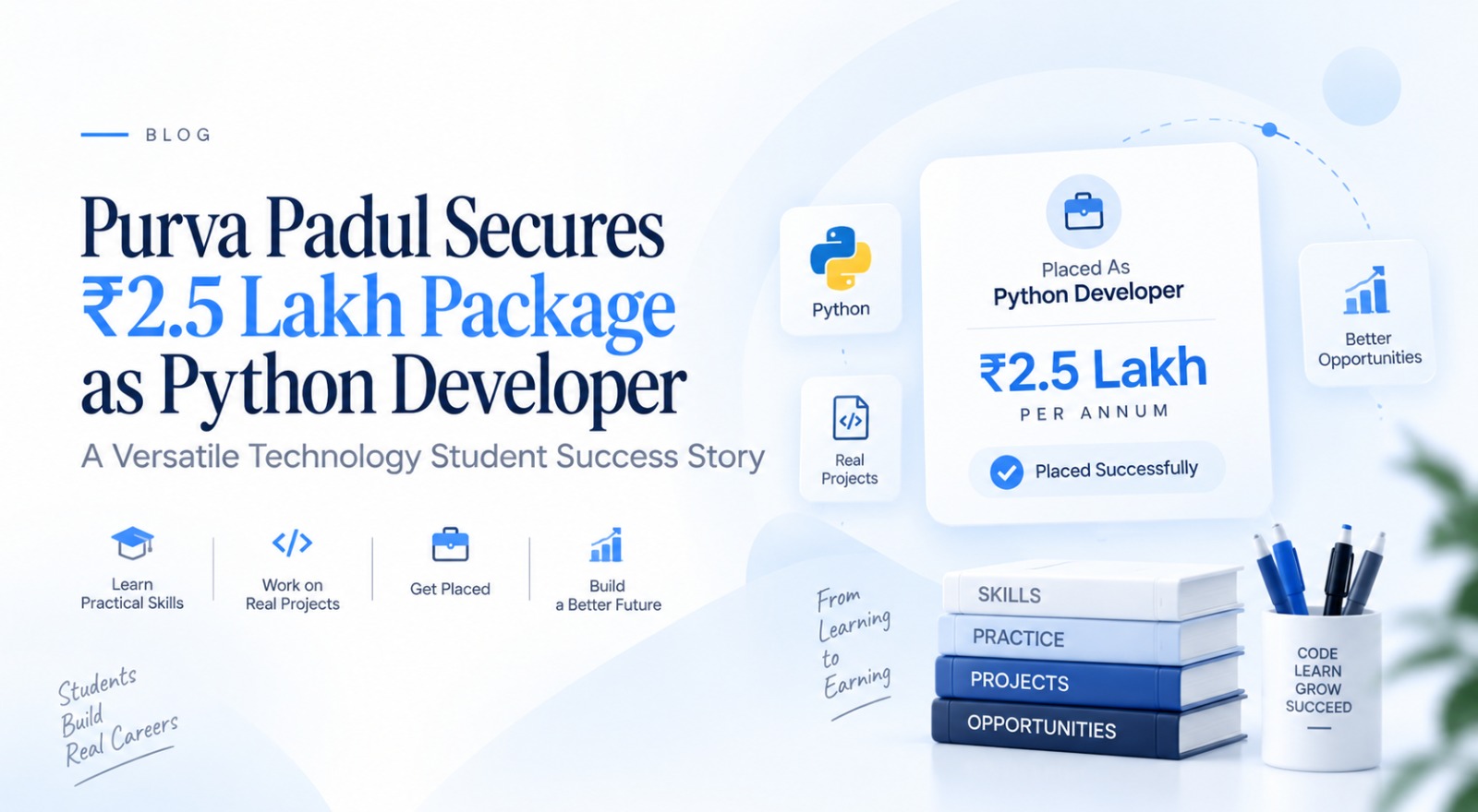 Purva Padul Secures ₹2.5 Lakh Package as Python Developer at TCS | Versatile Technology