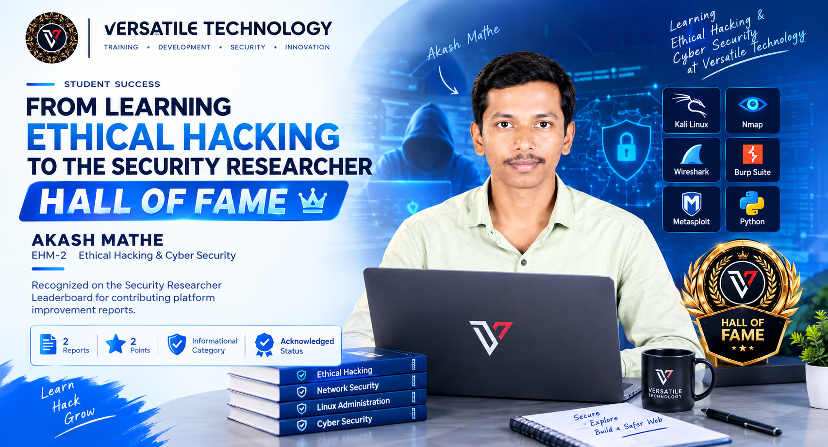 Cyber Security Student Akash Earns Researcher Hall of Fame Recognition